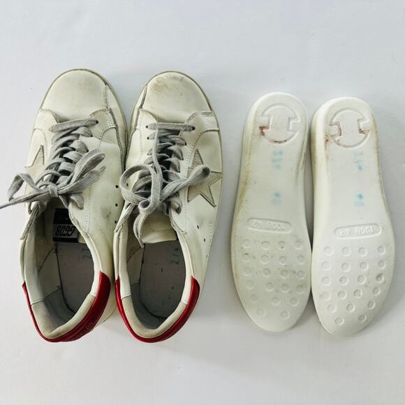 Golden Goose Superstar Sneakers Size 40 White Red Heel Leather Fashion Comfort - Picture 10 of 13